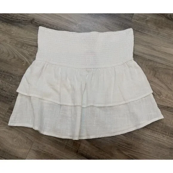 edikted Harleigh Ruffled Linen Look Tube Top Size XL - Picture 2 of 4